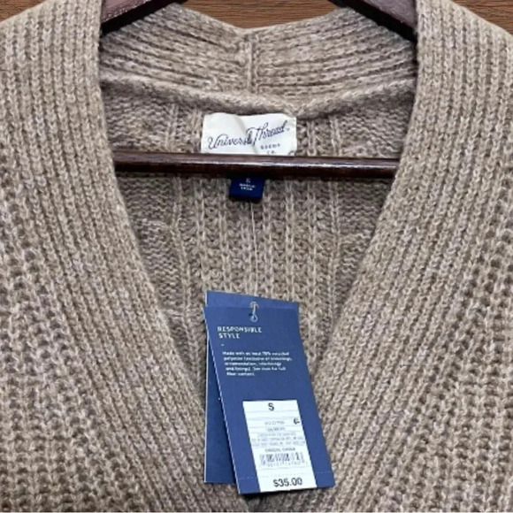 Small Cozy Knit Cable Stitch Cardigan Universal Thread Tan - Picture 6 of 7
